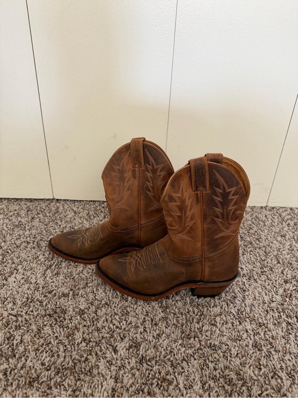 Boulet Brown Leather Western Cowboy Boots